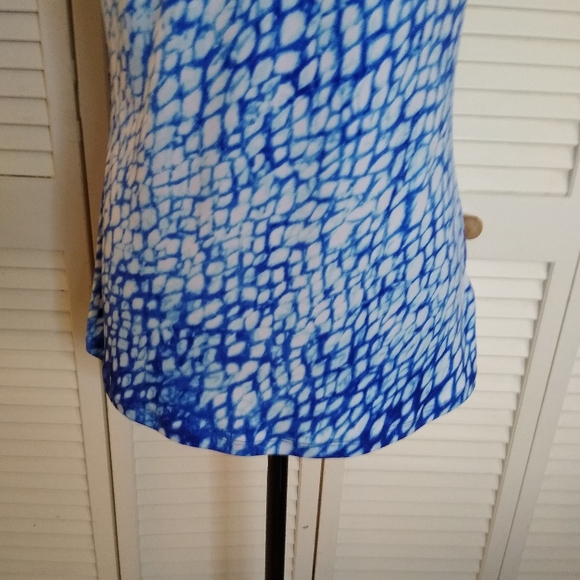Michael Kors Blue Abstract Halter Blouse Keyhole Front Size S - Picture 4 of 12
